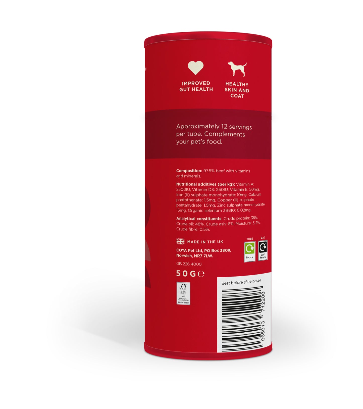 Coya Freeze Dried Dog Food Topper Beef 50g