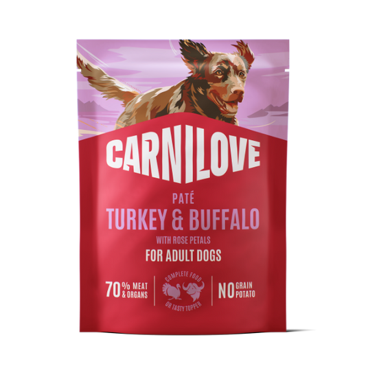 Carnilove Turkey & Buffalo with Rose Petals Pate Dog Pouch 300g