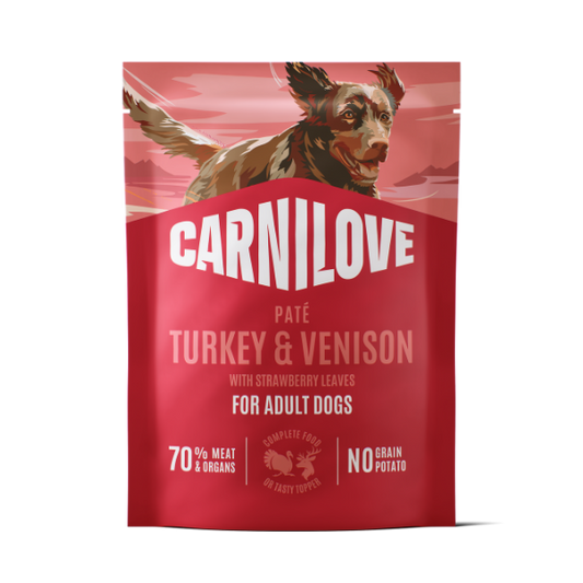 Carnilove Turkey & Venison with Strawberry Leaves Pate Dog Pouch 300g