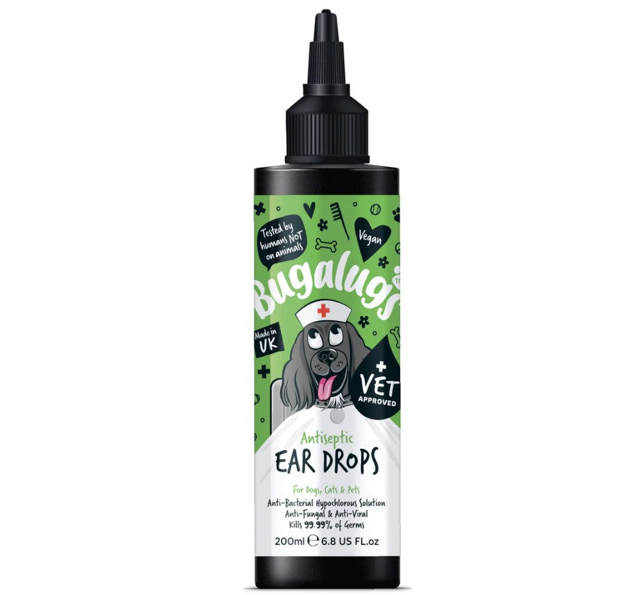 Bugalugs Antiseptic Ear Drops for Dogs, Cats & Pets 200ml