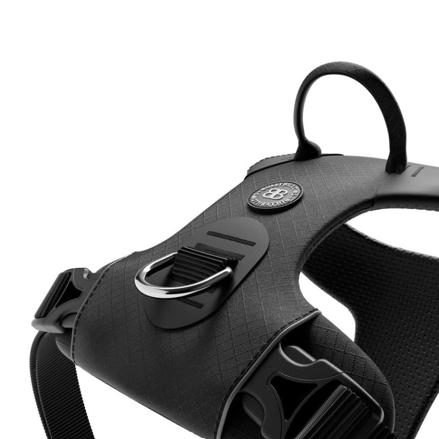 BullyBillows Air Mesh Dog Harness - Anti-Pull, With Handle, Non Restrictive & Adjustable Black