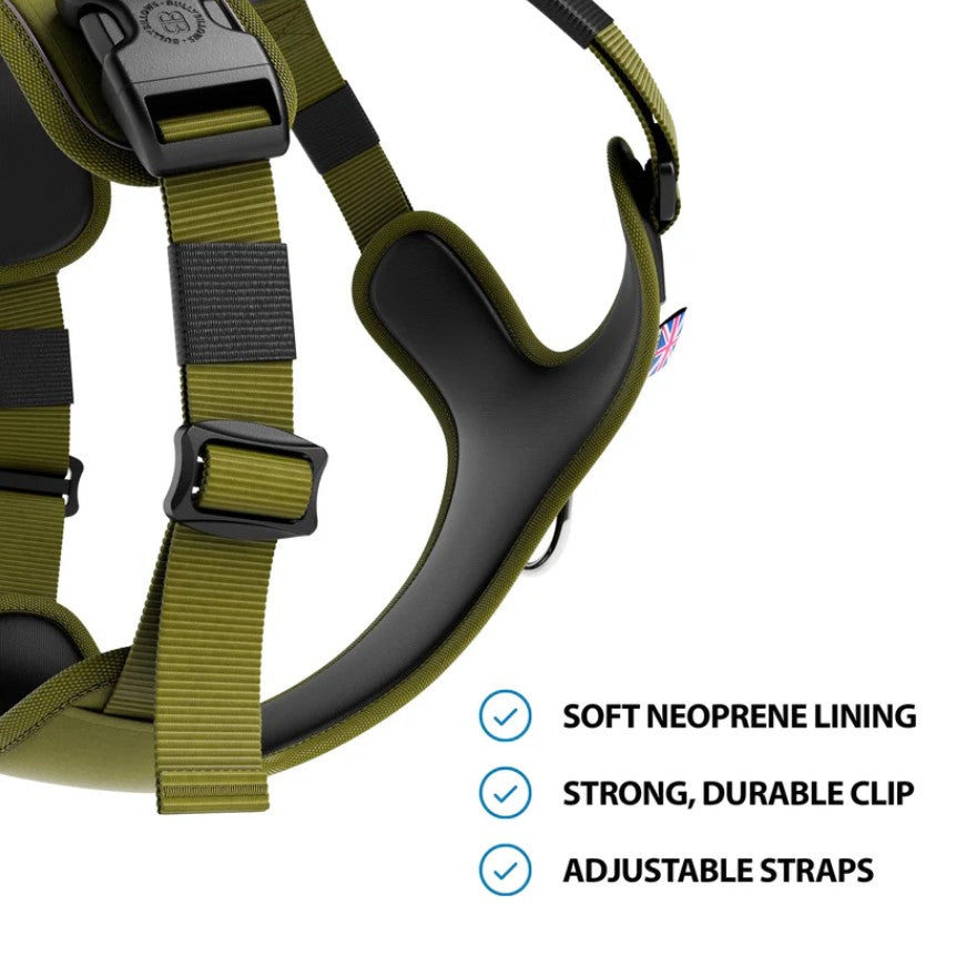 BullyBillows Anti Pull Hurricane Harness - With Handle - Olive Green