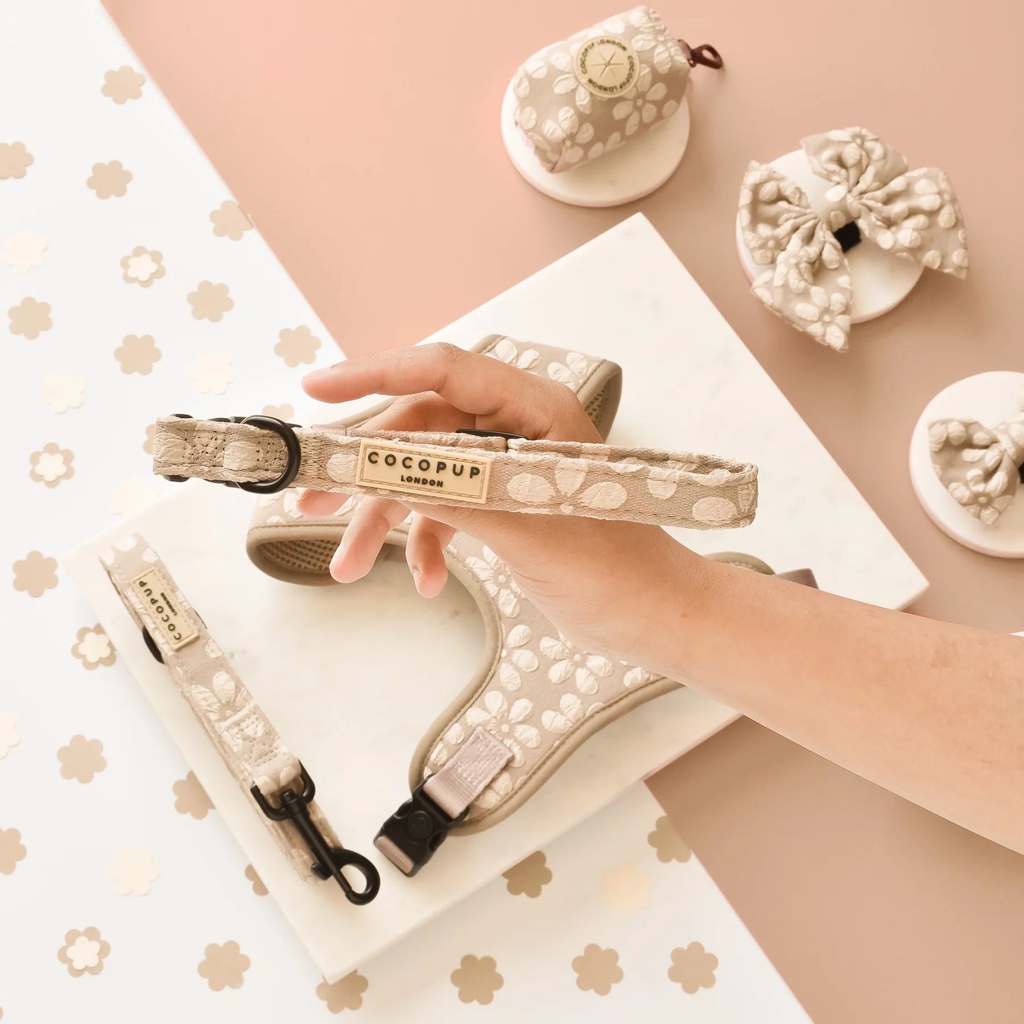 Cocopup London LUXE Mocha Flower Dog Collar