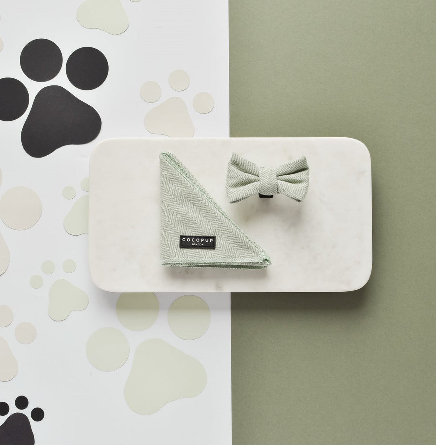 Cocopup London Sage Green Tweed Bow Tie