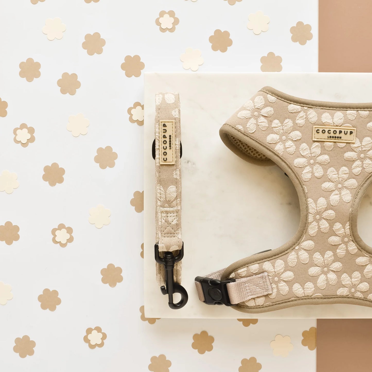 Cocopup London LUXE Mocha Flower Dog Lead