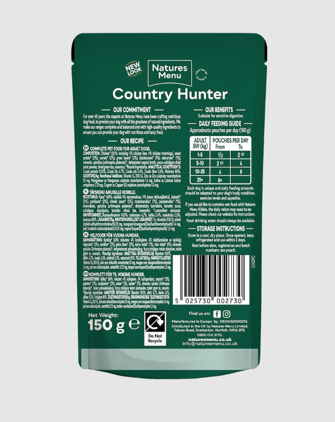 Country Hunter Free Range Chicken Wet Dog Food Pouches 150g