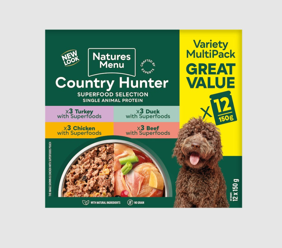 Country Hunter Superfood Selection Wet Dog Food Multipack Pouches 12 x 150g
