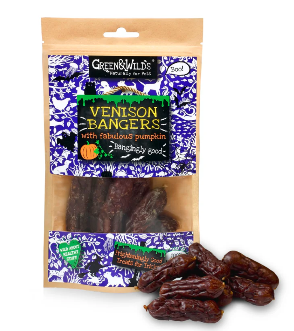 Green & Wild's Halloween Venison Bangers with Pumpkin 75g