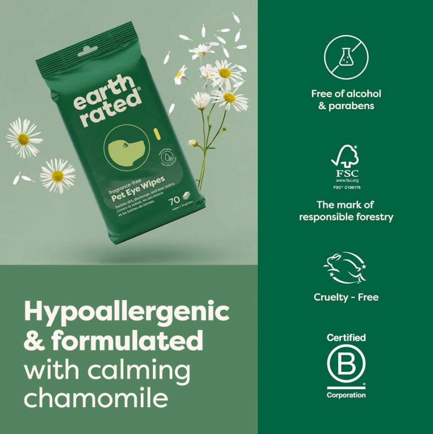 Earth Rated Wild Oat Scent Eye Wipes 60 Wipes