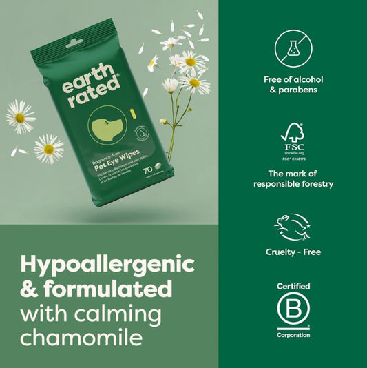 Earth Rated Wild Oat Scent Eye Wipes 60 Wipes