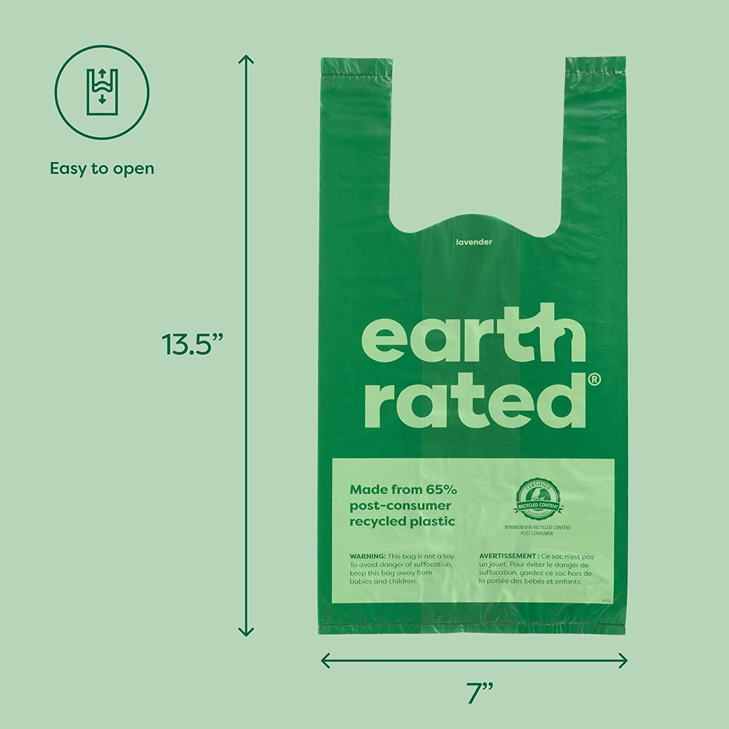Earth Rated Poop Bag Unscented Tie Handle Bags 120
