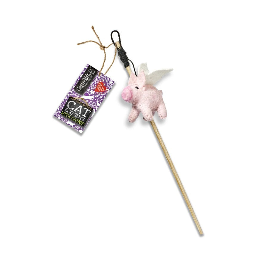 Green & Wild's Piggie Sue Teaser - Eco Cat Toy with Catnip