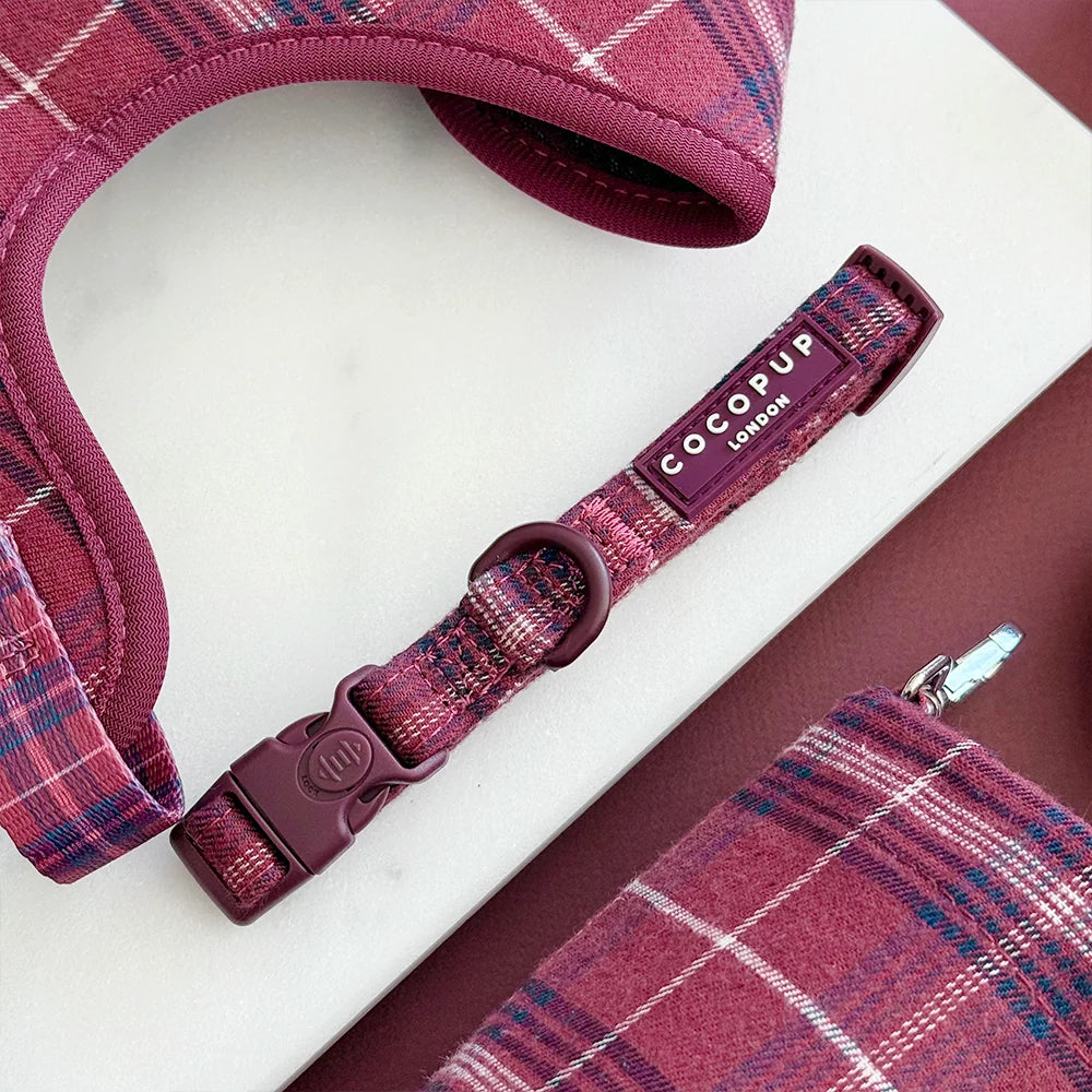 Cocopup Mulberry Plaid Dog Collar