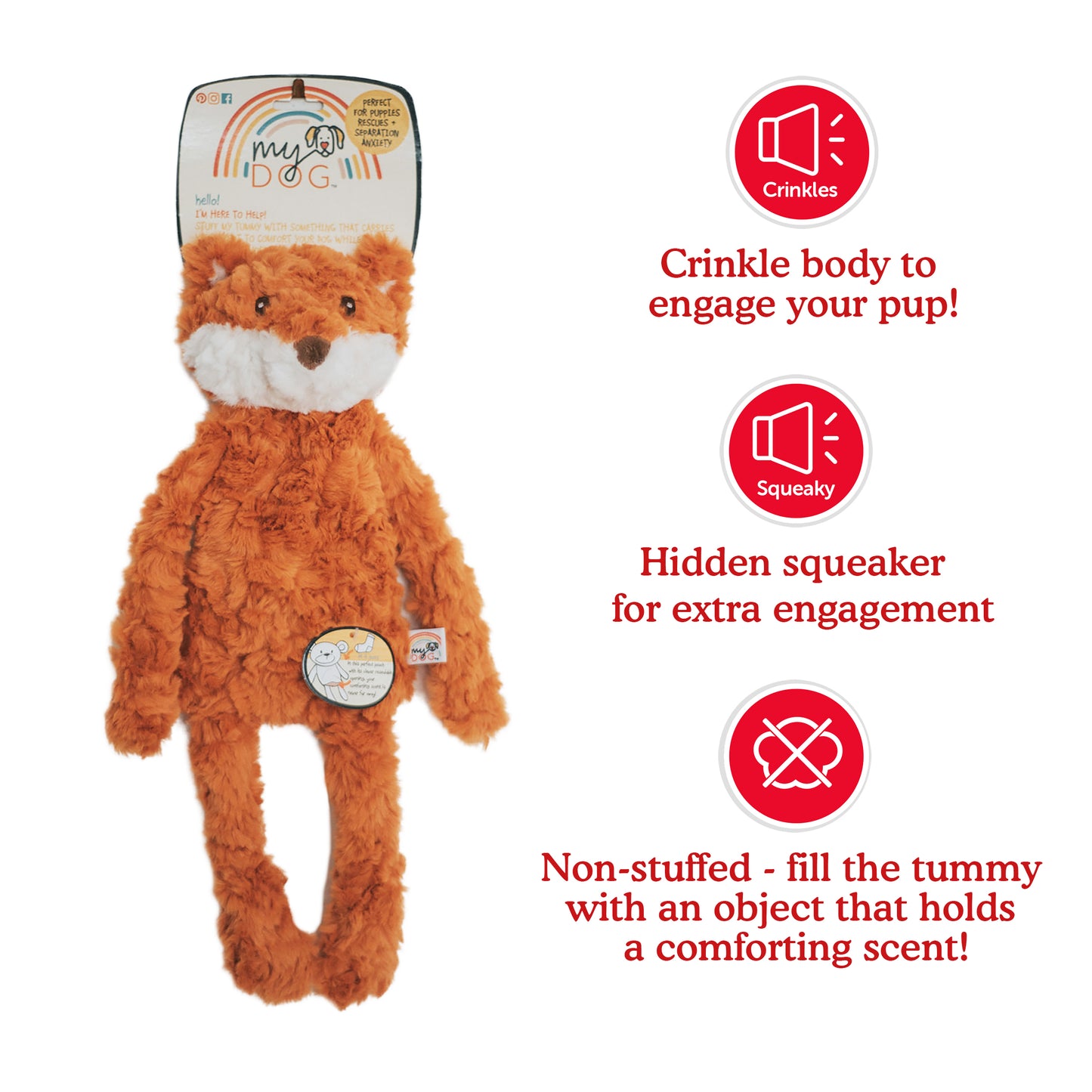 My Dog Fox Separation and Anxiety Crinkle Toy