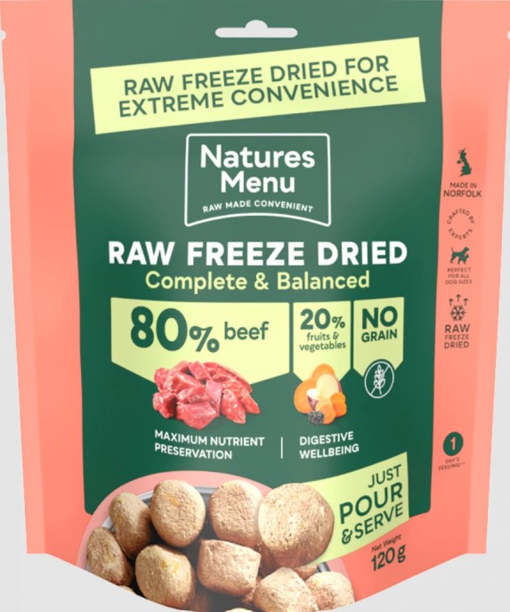 Natures Menu Complete Freeze Dried Dog Food Beef Nuggets 120g