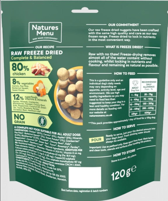 Natures Menu Complete Freeze Dried Dog Food Chicken Nuggets