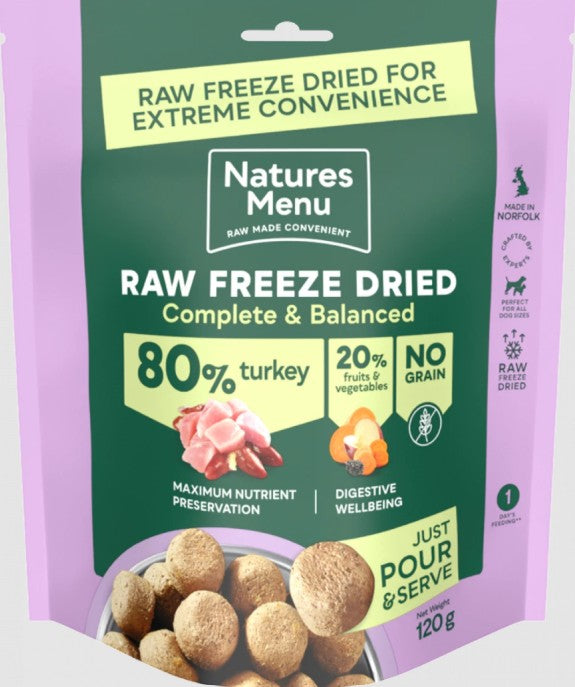 Natures Menu Complete Freeze Dried Dog Food Turkey Nuggets 120g