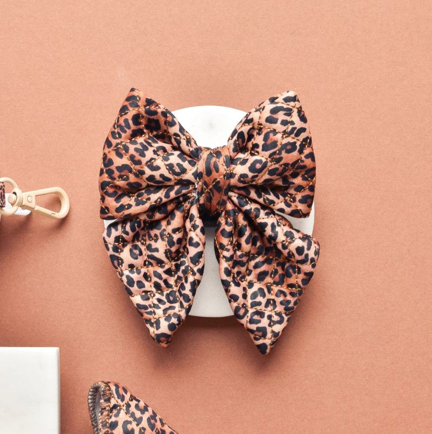 Cocopup London Quilted Leopard Pup Sailor Dog Bow Tie