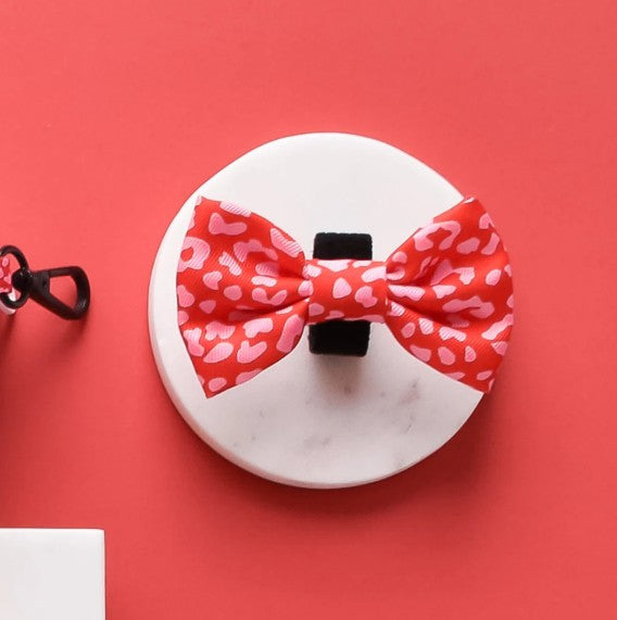 Cocopup London Red & Pink Leopard Print Dog Bow Tie