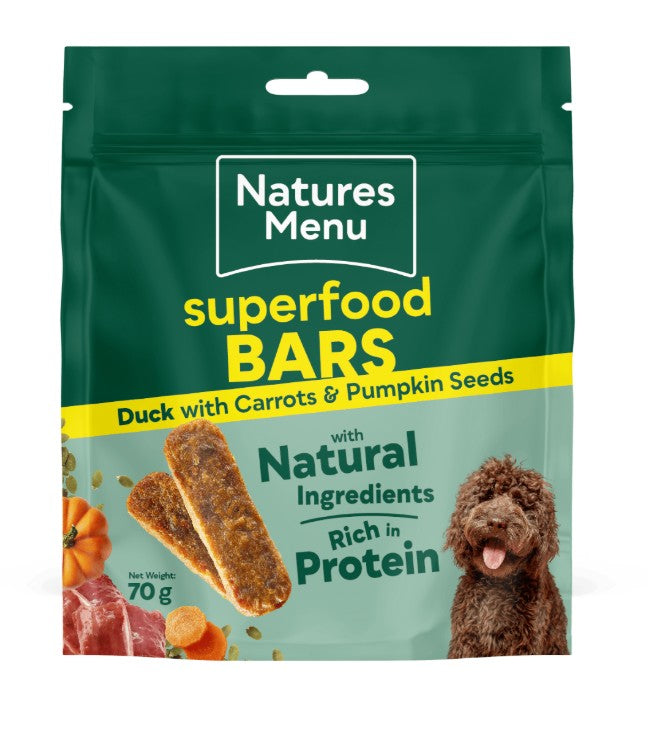 Natures Menu Superfood Bars Duck with Carrot & Pumpkin Seeds 70g