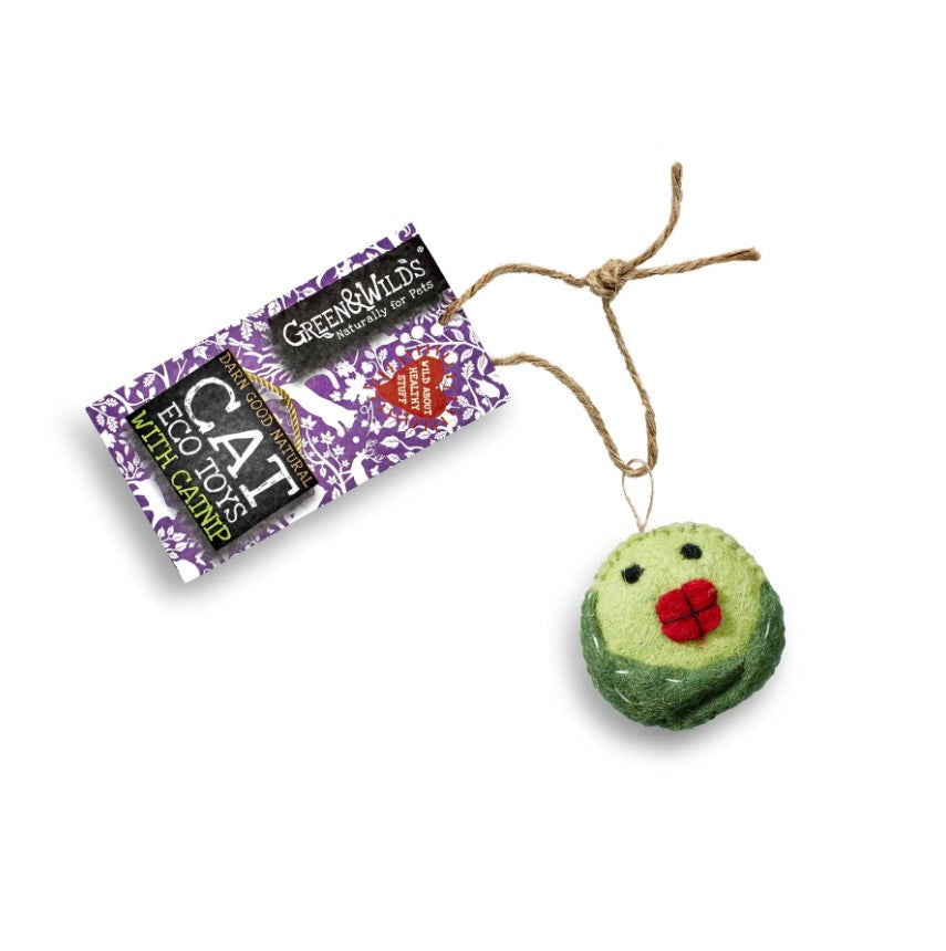Green and Wild's Christmas Sprouty McSprout Face Eco Cat Toy with Catnip