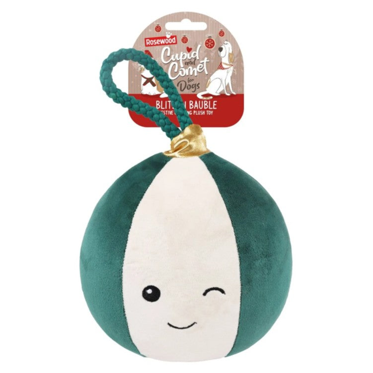 Rosewood Christmas Blitzen Bauble Dog Toy