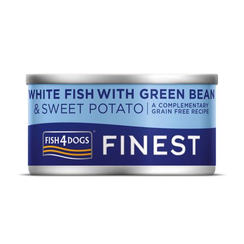 Fish4Dogs Finest White Fish with Green Bean & Sweet Potato Wet Dog Food Can 85g