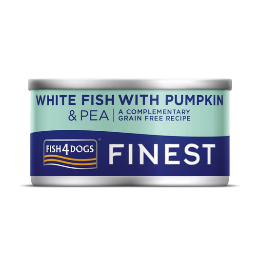 Fish4Dogs Finest White Fish with Pumpkin & Pea Wet Dog Food Can 85g