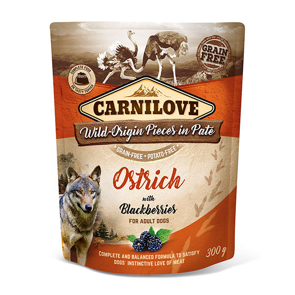 Carnilove Ostrich with Blackberries Pâté Pouch 300g