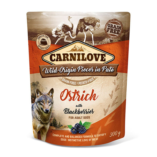 Carnilove Ostrich with Blackberries Pâté Pouch 300g