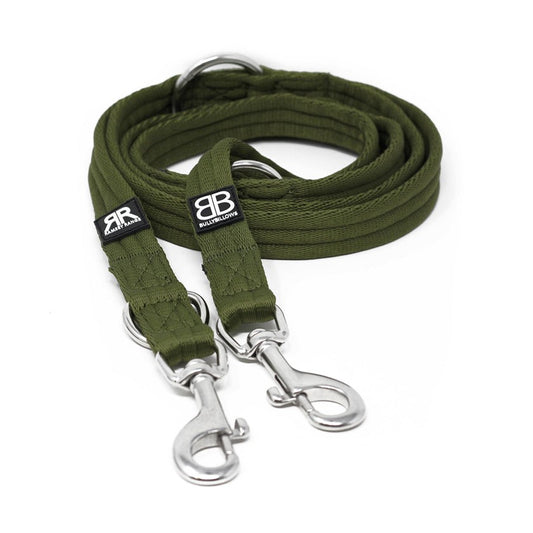 BullyBillows Double Ended Training 2 Metre Dog Lead Khaki
