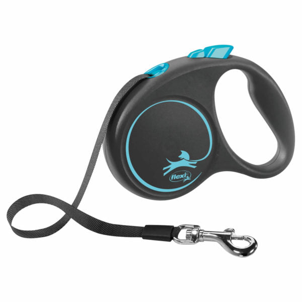 Flexi Black Design Tape 5M Retractable Lead Blue
