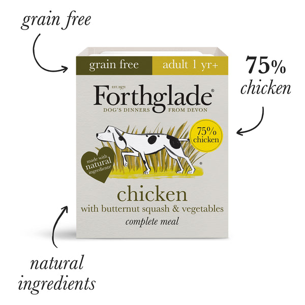Forthglade Chicken with Butternut Squash & Vegetables Wet Dog Food Tray 395g