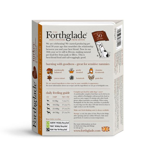 Forthglade Turkey with Sweet Potatoes & Vegetables Wet Dog Food Tray 395g