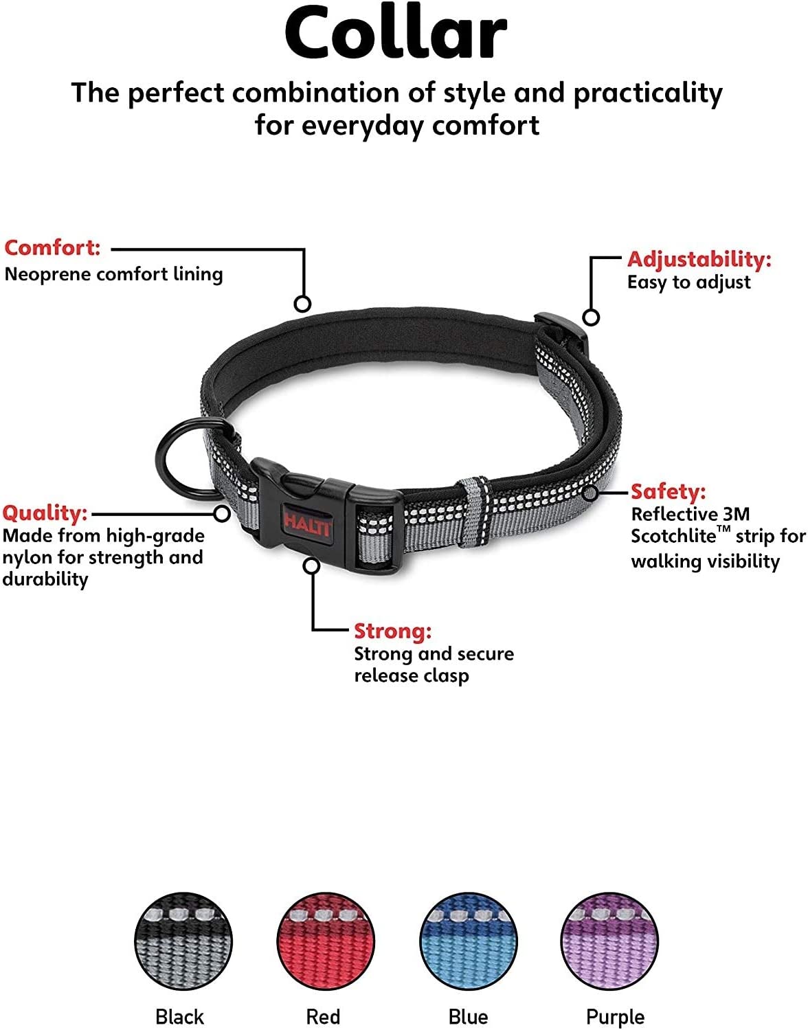 Halti Comfort Walking Dog Collar Black