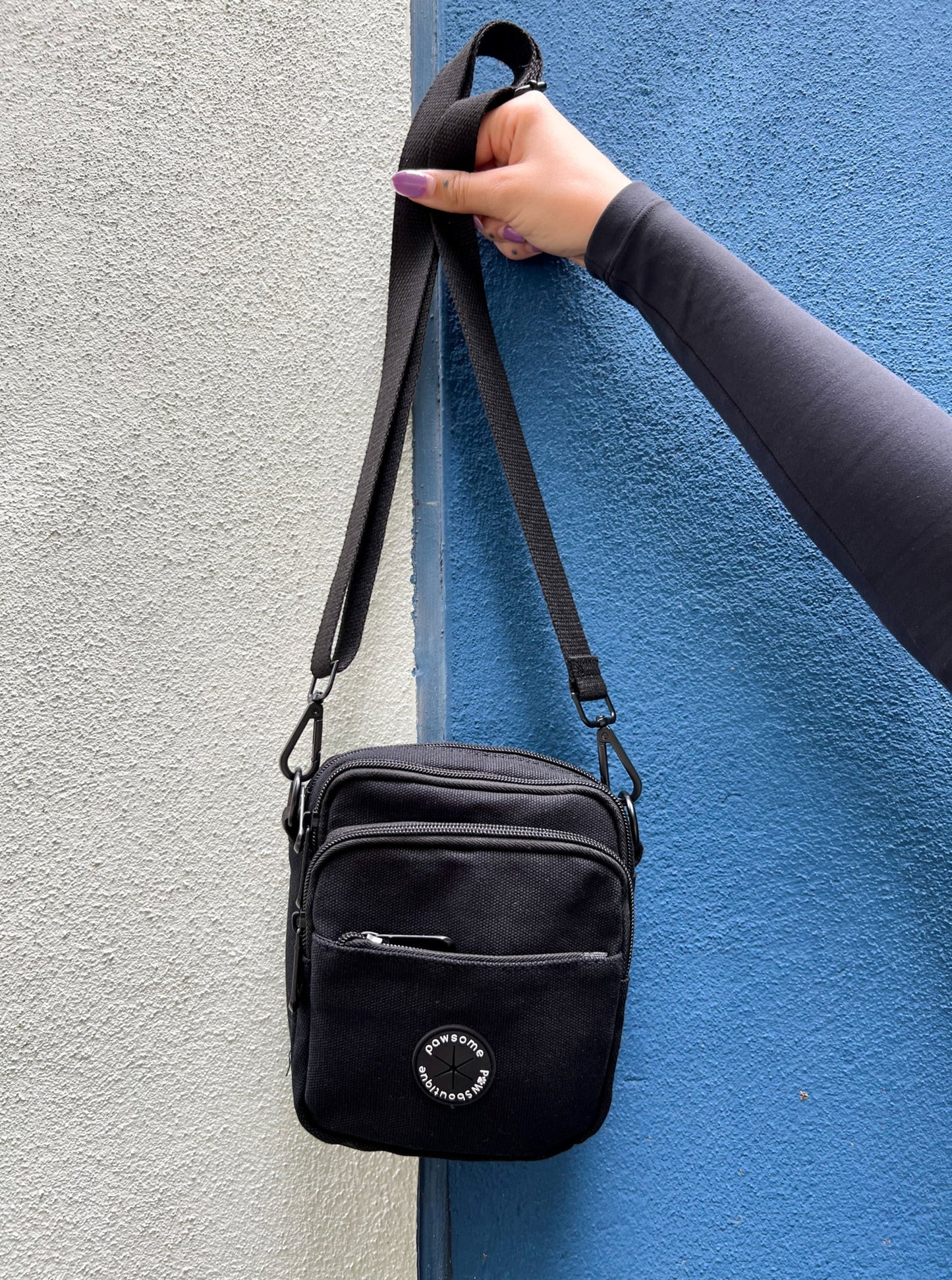 Pawsome Paws Boutique Mini Canvas Dog Walking Bag Black