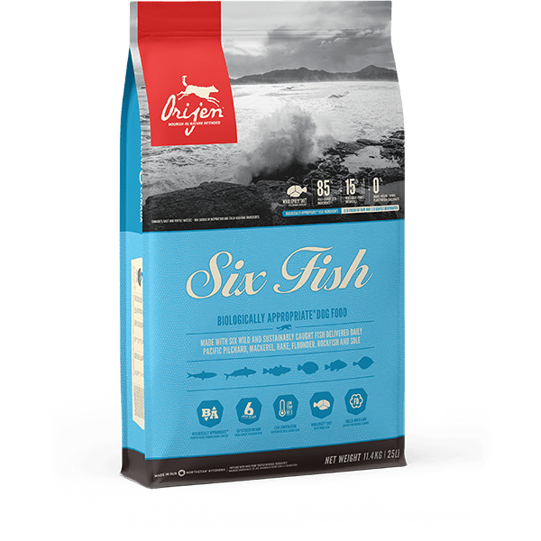 Orijen six fish dry top dog food