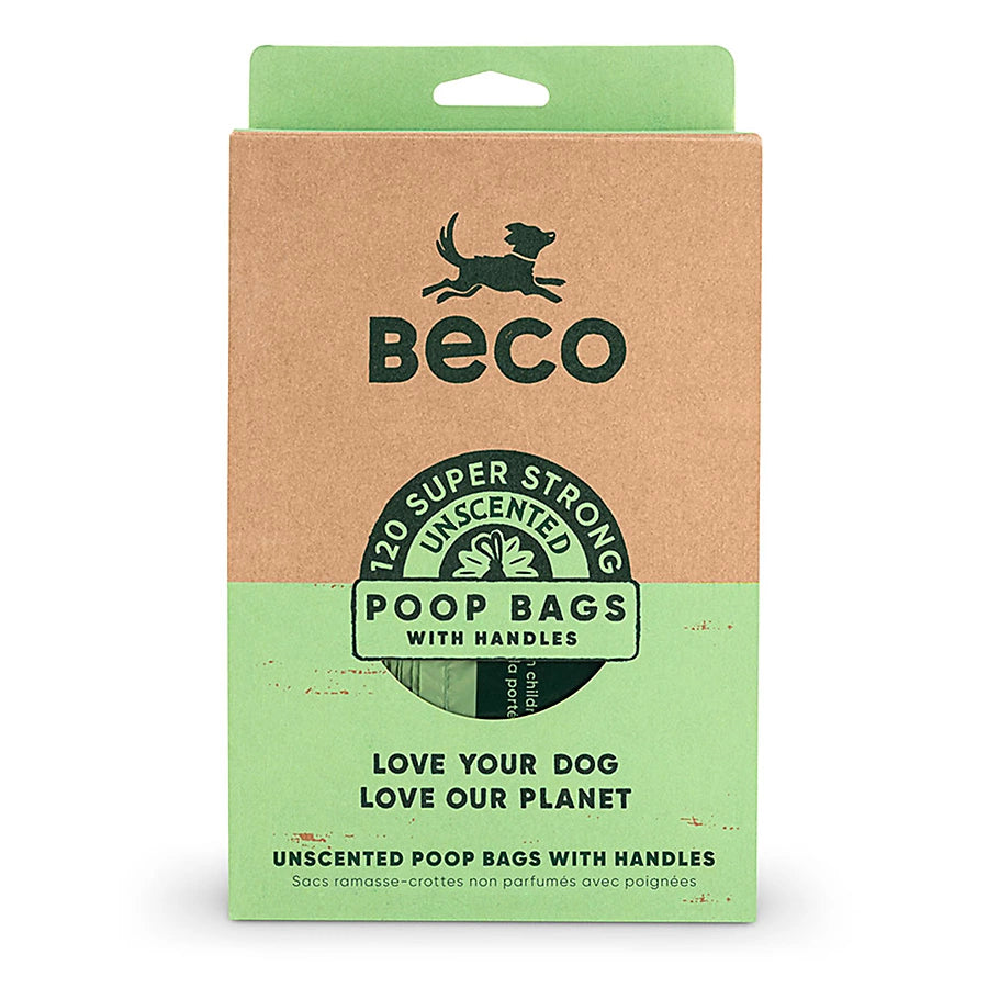 Beco Unscented Flat Poop Bags with Handles 120 Pack