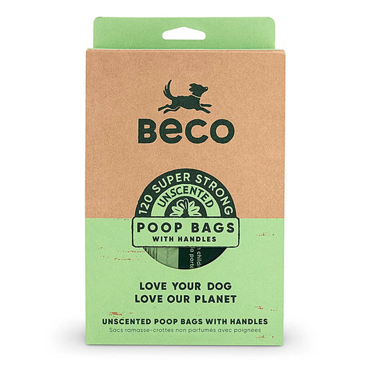 Beco Flat Poop Bags Unscented with Handles 120 Bags