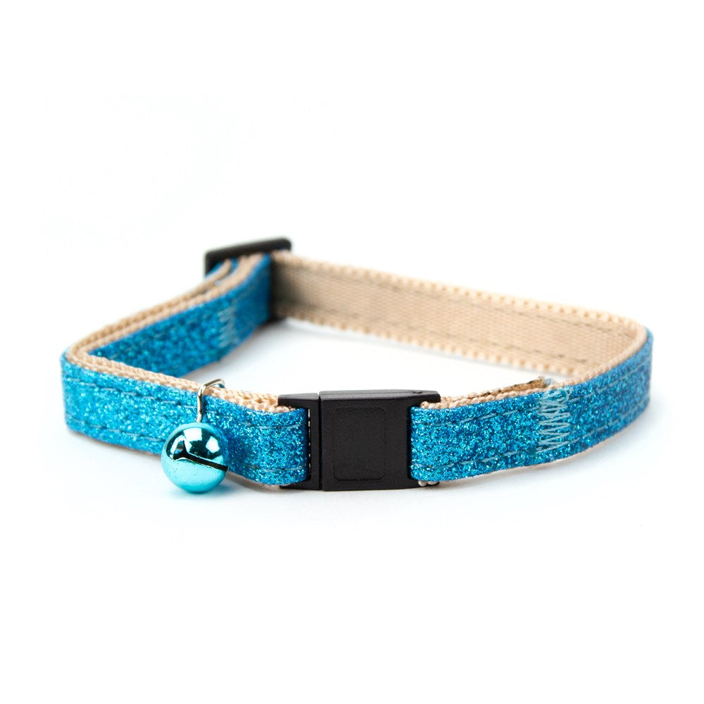 Great&Small Blue Glitter Cat Collar with bell