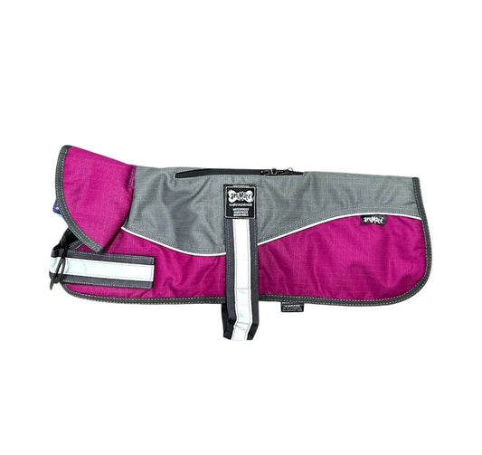 AniMate Padded Lining Dog Coat Grey & Raspberry