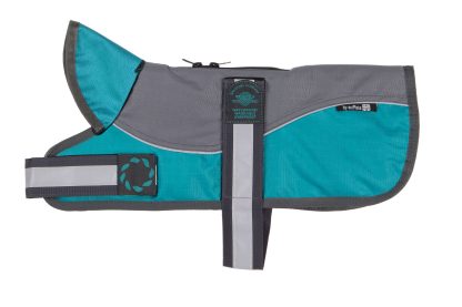 Animate Reflective Grey & Teal Padded Waterproof Dog Coat