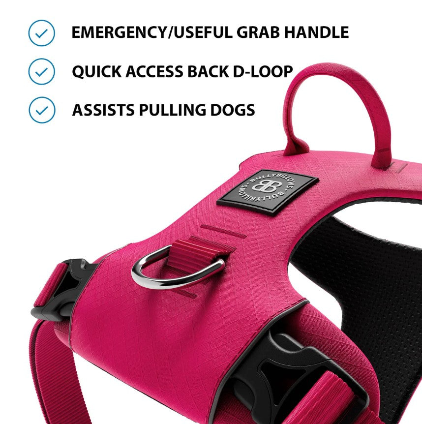 BullyBillows Air Mesh Dog Harness - Anti-Pull, With Handle, Non Restrictive & Adjustable Carminerose