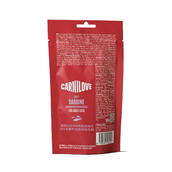 Carnilove Sardine with Strawberry Cat Semi Moist Snack Treats 50g