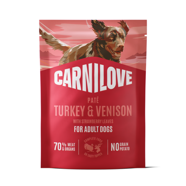 Carnilove Turkey & Venison with Strawberry Leaves Pate Dog Pouch 300g
