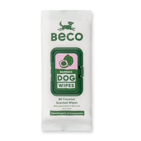 Beco Bamboo Grooming Dog Wipes Coconut 80 Pack