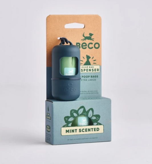 Beco Poop Bags Mint Scented Starter Pack with 60 Bags on 4 Rolls