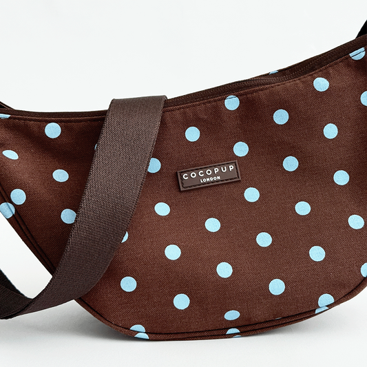 Cocopup London Dog Crossbody Crescent Dog Walking Bag Biscotti Blue