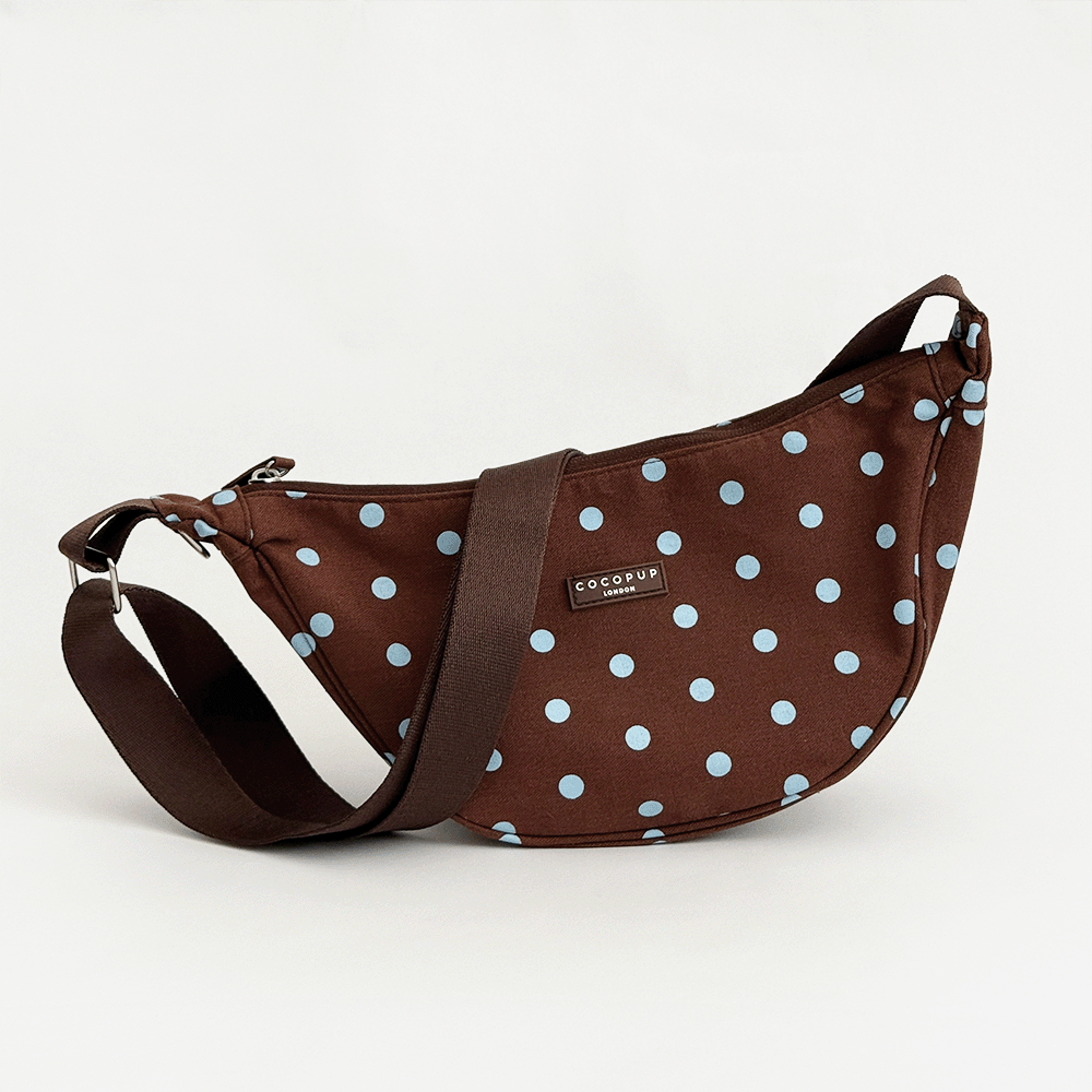 Cocopup London Dog Crossbody Crescent Dog Walking Bag Biscotti Blue