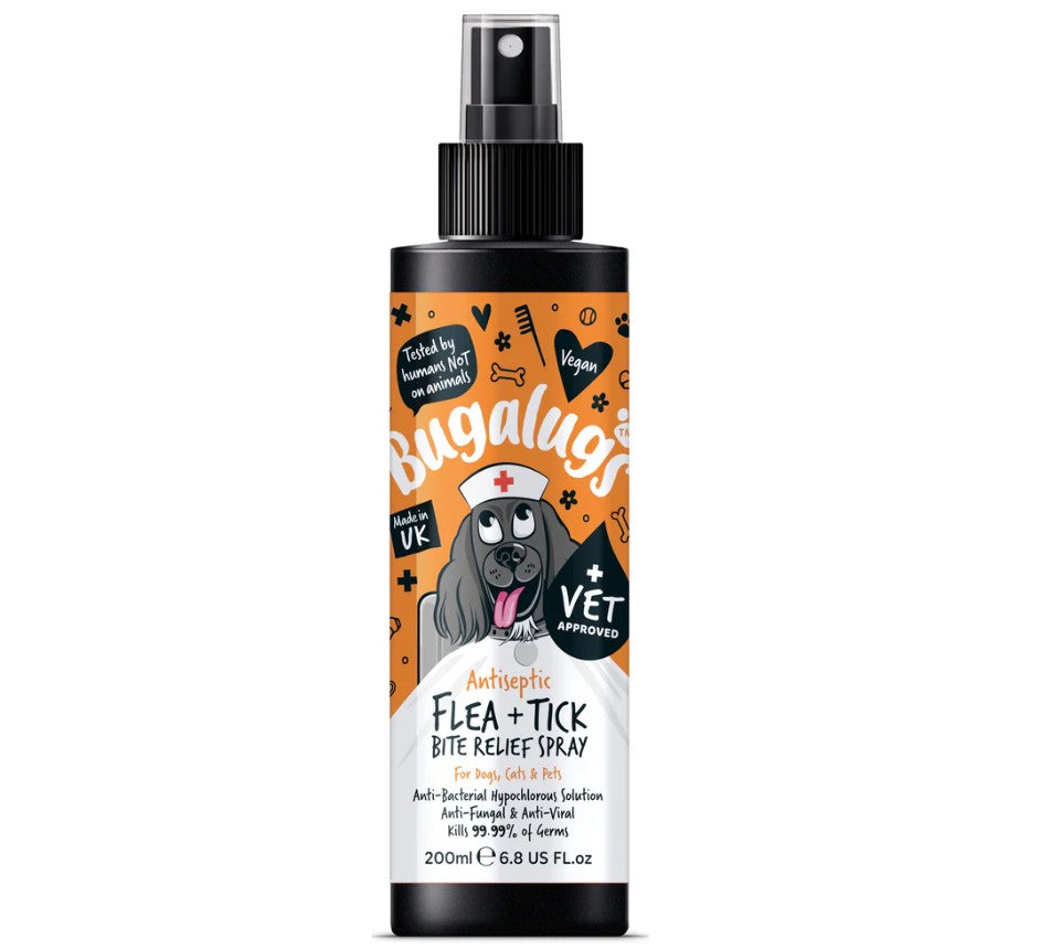 Bugalugs Antiseptic Flea & Tick Bite Relief Spray for Dogs, Cats & Pets 200ml